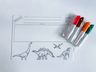 Silicone dinosaur map with dry erase markers for interactive learning