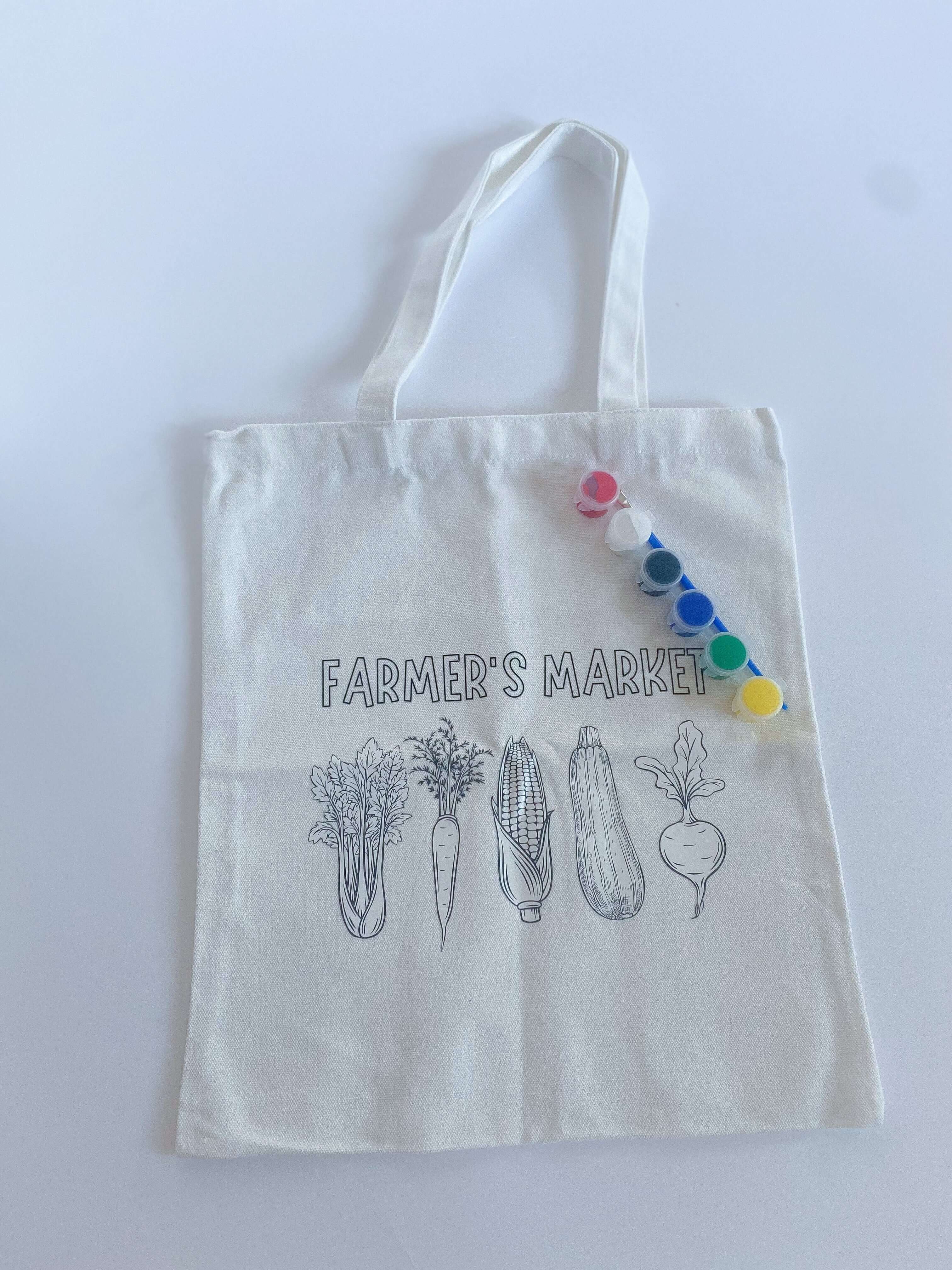 Farmer’s Market Canvas Tote (with paint) for ages 3-6.